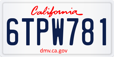 CA license plate 6TPW781
