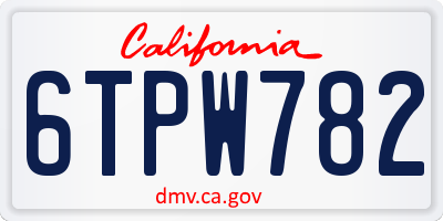 CA license plate 6TPW782