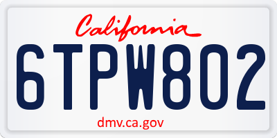CA license plate 6TPW802
