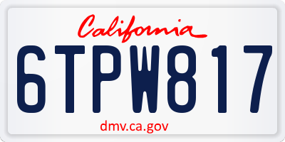 CA license plate 6TPW817