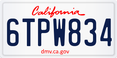 CA license plate 6TPW834