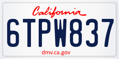 CA license plate 6TPW837