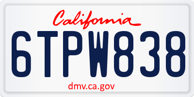 CA license plate 6TPW838