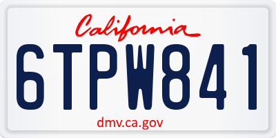 CA license plate 6TPW841