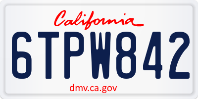 CA license plate 6TPW842