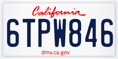CA license plate 6TPW846