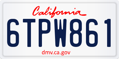CA license plate 6TPW861