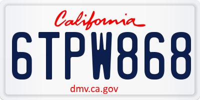 CA license plate 6TPW868