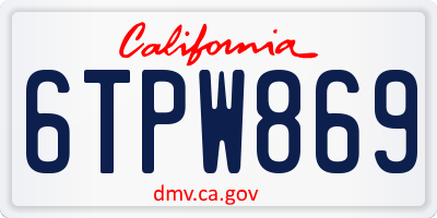 CA license plate 6TPW869