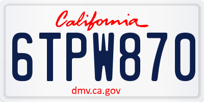 CA license plate 6TPW870