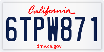 CA license plate 6TPW871