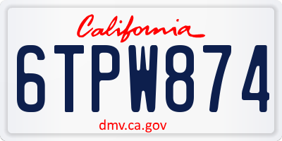 CA license plate 6TPW874