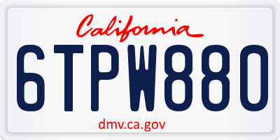 CA license plate 6TPW880
