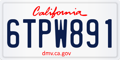 CA license plate 6TPW891