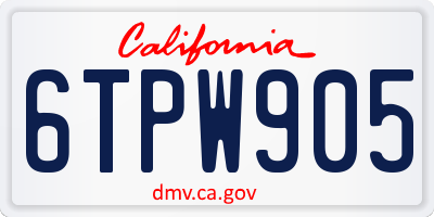 CA license plate 6TPW905