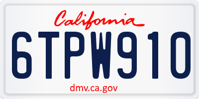 CA license plate 6TPW910