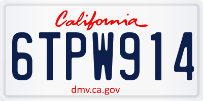 CA license plate 6TPW914