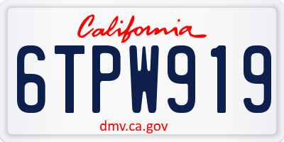 CA license plate 6TPW919