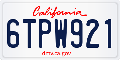 CA license plate 6TPW921