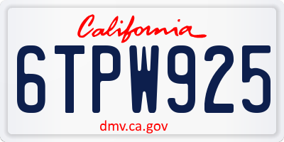 CA license plate 6TPW925