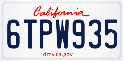 CA license plate 6TPW935