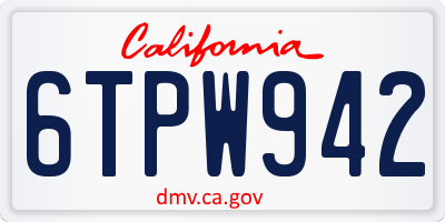 CA license plate 6TPW942