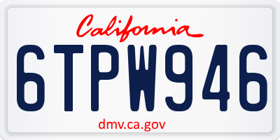 CA license plate 6TPW946