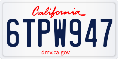 CA license plate 6TPW947