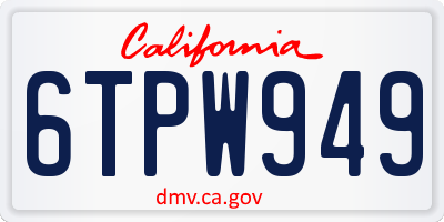 CA license plate 6TPW949
