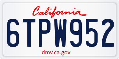 CA license plate 6TPW952
