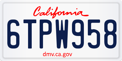 CA license plate 6TPW958