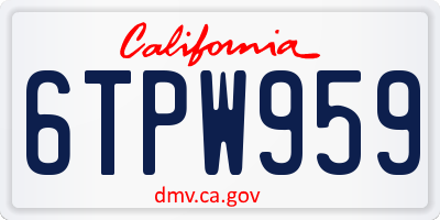 CA license plate 6TPW959