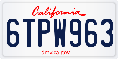 CA license plate 6TPW963