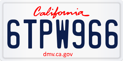 CA license plate 6TPW966
