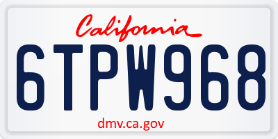CA license plate 6TPW968