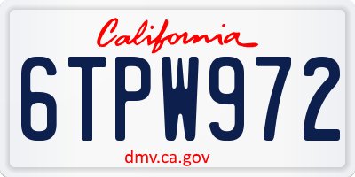CA license plate 6TPW972