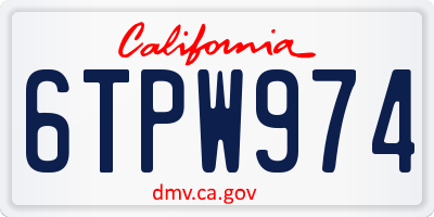 CA license plate 6TPW974