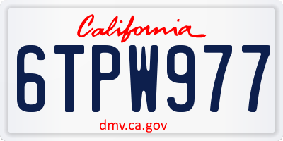 CA license plate 6TPW977