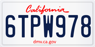 CA license plate 6TPW978