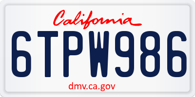 CA license plate 6TPW986