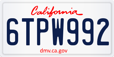 CA license plate 6TPW992
