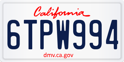 CA license plate 6TPW994
