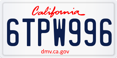 CA license plate 6TPW996