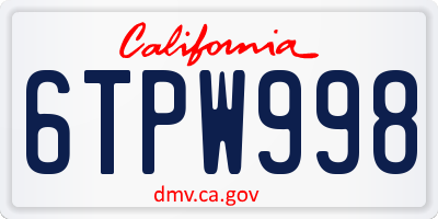 CA license plate 6TPW998