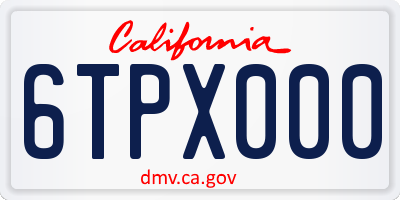 CA license plate 6TPX000
