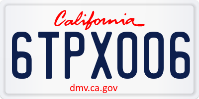 CA license plate 6TPX006