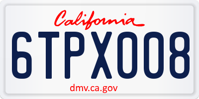 CA license plate 6TPX008