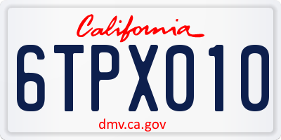 CA license plate 6TPX010