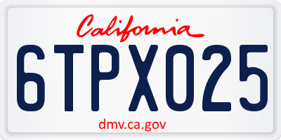CA license plate 6TPX025