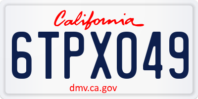 CA license plate 6TPX049